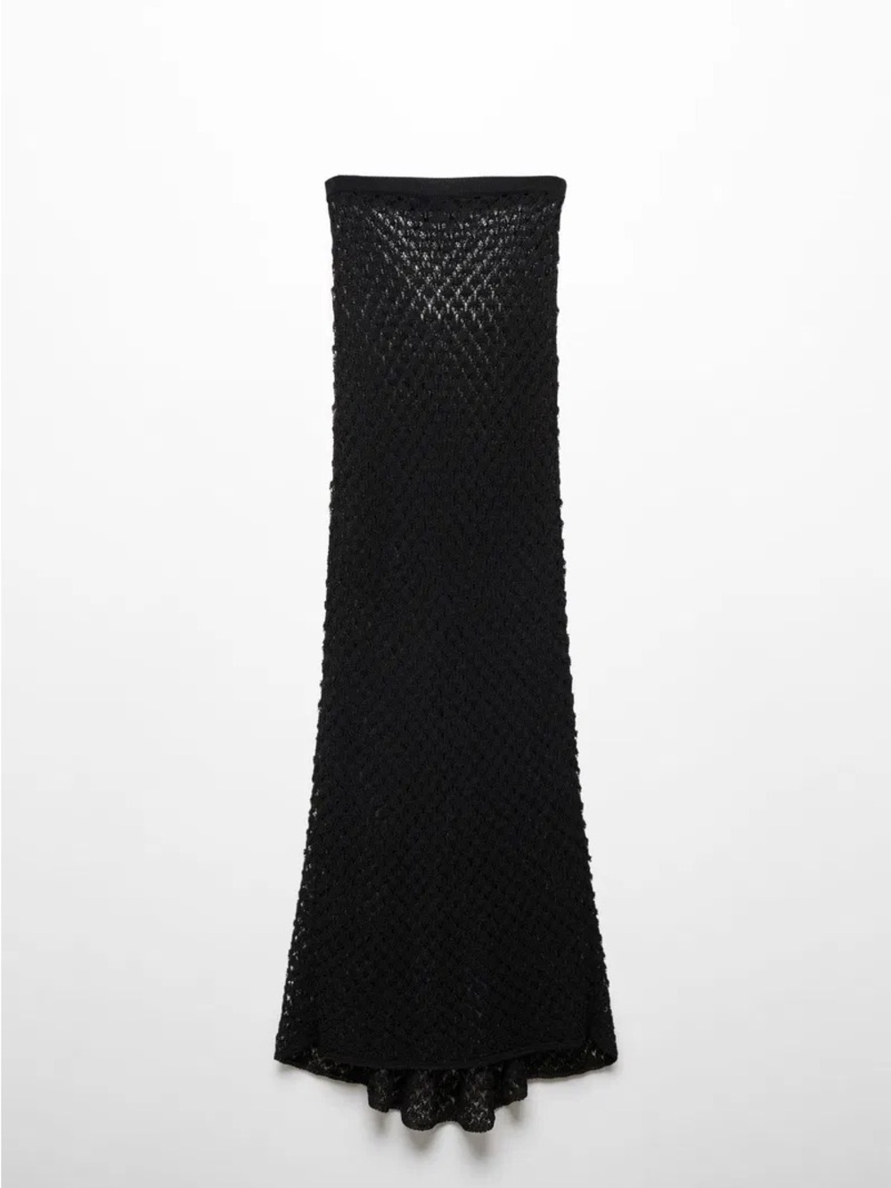 Victoria Beckham x Mango SS 2024 Black Asymmetrical Crochet Maxi Skirt NWOT sz M